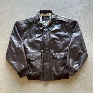 Vintage American Born Type A-2 Leather Flight Jacket‎ Size XL Brown Bomber Army